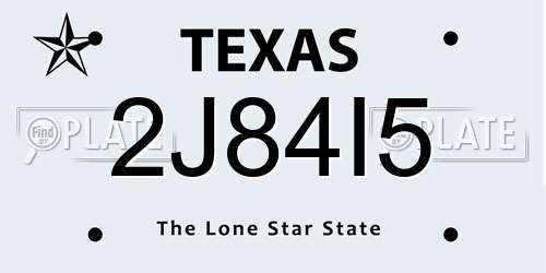 2J84I5 Texas License Plate