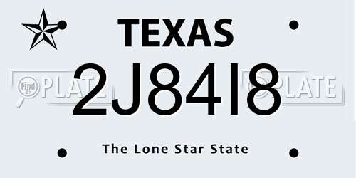 2J84I8 Texas License Plate