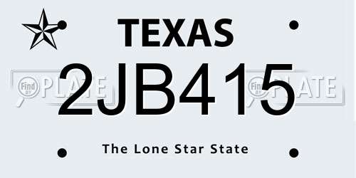 2JB415 Texas License Plate