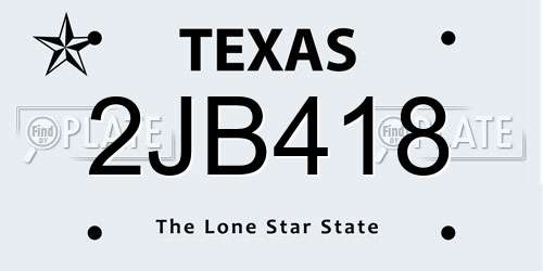 2JB418 Texas License Plate