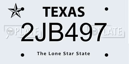 2JB497 Texas License Plate