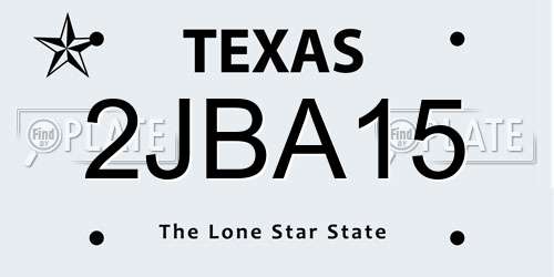 2JBA15 Texas License Plate