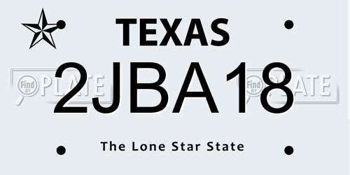 2JBA18 Texas License Plate