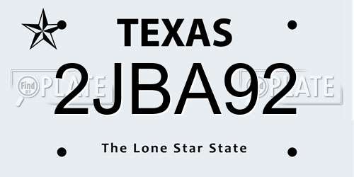 2JBA92 Texas License Plate