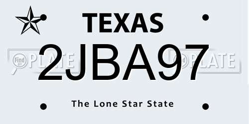 2JBA97 Texas License Plate