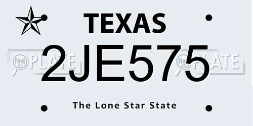 2JE575 Texas License Plate
