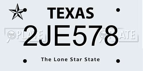 2JE578 Texas License Plate