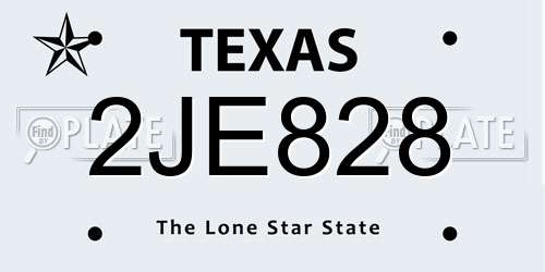 2JE828 Texas License Plate