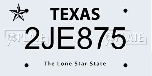 2JE875 Texas License Plate