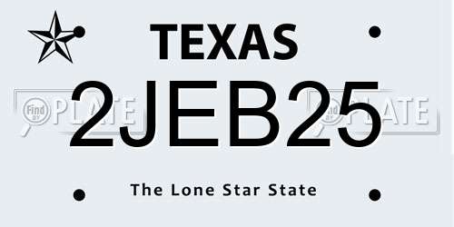 2JEB25 Texas License Plate
