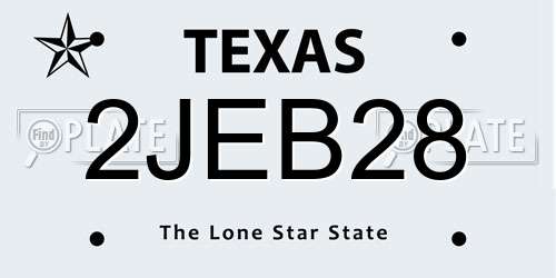 2JEB28 Texas License Plate