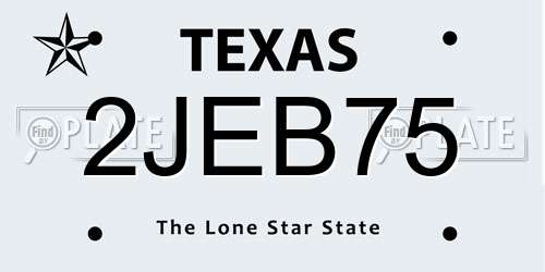 2JEB75 Texas License Plate