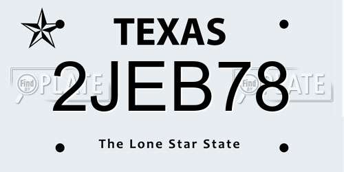 2JEB78 Texas License Plate