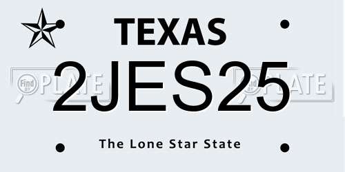 2JES25 Texas License Plate