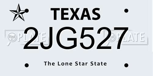 2JG527 Texas License Plate