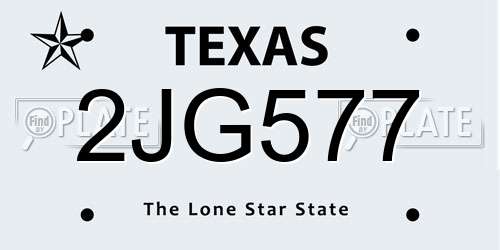 2JG577 Texas License Plate