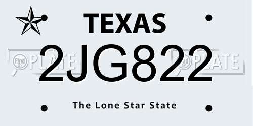 2JG822 Texas License Plate