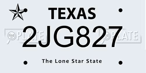 2JG827 Texas License Plate