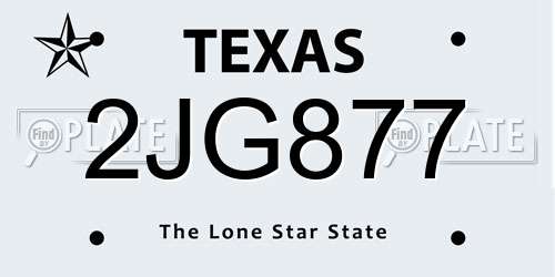 2JG877 Texas License Plate
