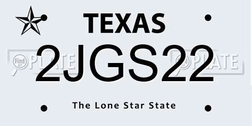 2JGS22 Texas License Plate