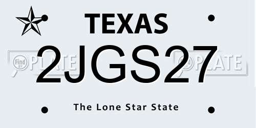 2JGS27 Texas License Plate