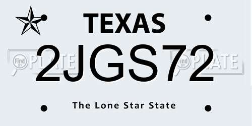 2JGS72 Texas License Plate