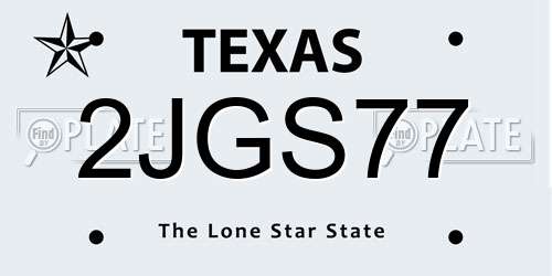 2JGS77 Texas License Plate