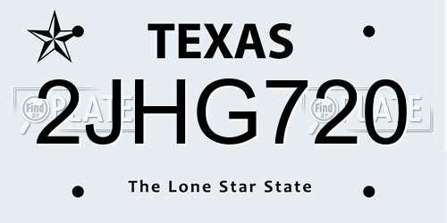 2JHG720 Texas License Plate