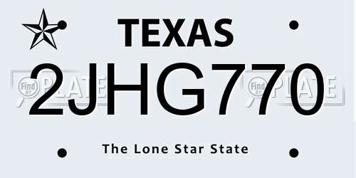 2JHG770 Texas License Plate