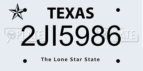 2JI5986 Texas License Plate