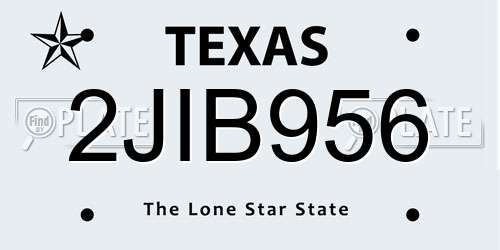 2JIB956 Texas License Plate