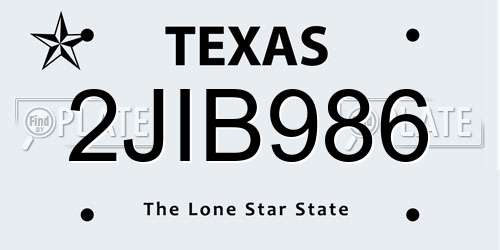2JIB986 Texas License Plate