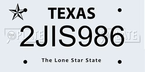 2JIS986 Texas License Plate