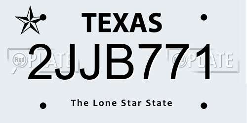 2JJB771 Texas License Plate