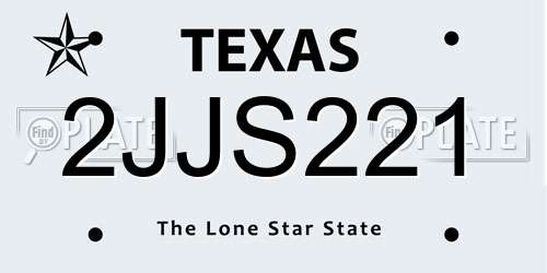 2JJS221 Texas License Plate