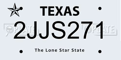 2JJS271 Texas License Plate
