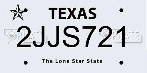 2JJS721 Texas License Plate
