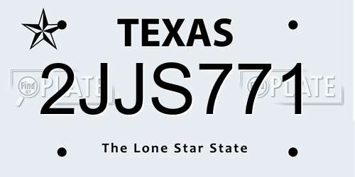 2JJS771 Texas License Plate