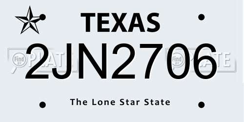 2JN2706 Texas License Plate