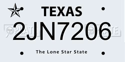 2JN7206 Texas License Plate