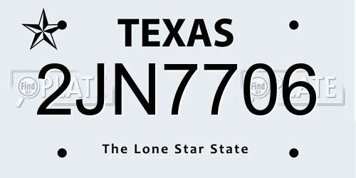 2JN7706 Texas License Plate