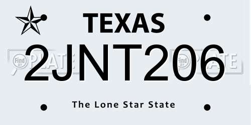 2JNT206 Texas License Plate