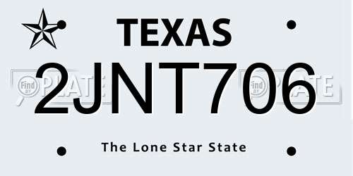 2JNT706 Texas License Plate