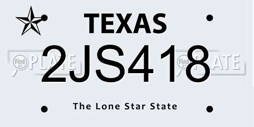 2JS418 Texas License Plate