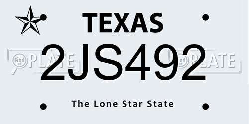 2JS492 Texas License Plate
