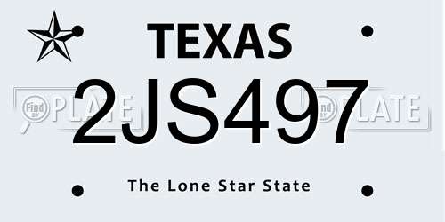 2JS497 Texas License Plate