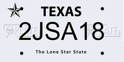 2JSA18 Texas License Plate