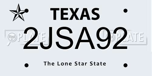 2JSA92 Texas License Plate