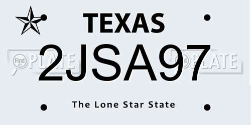 2JSA97 Texas License Plate