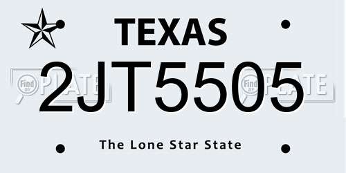 2JT5505 Texas License Plate